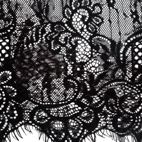 Italian Black and Brown Flocked Lace Trim - 8"