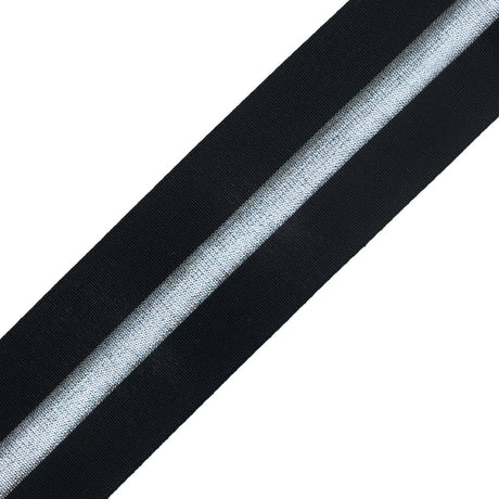Italian Black and Metallic Silver Elastic Trim - 1.5"