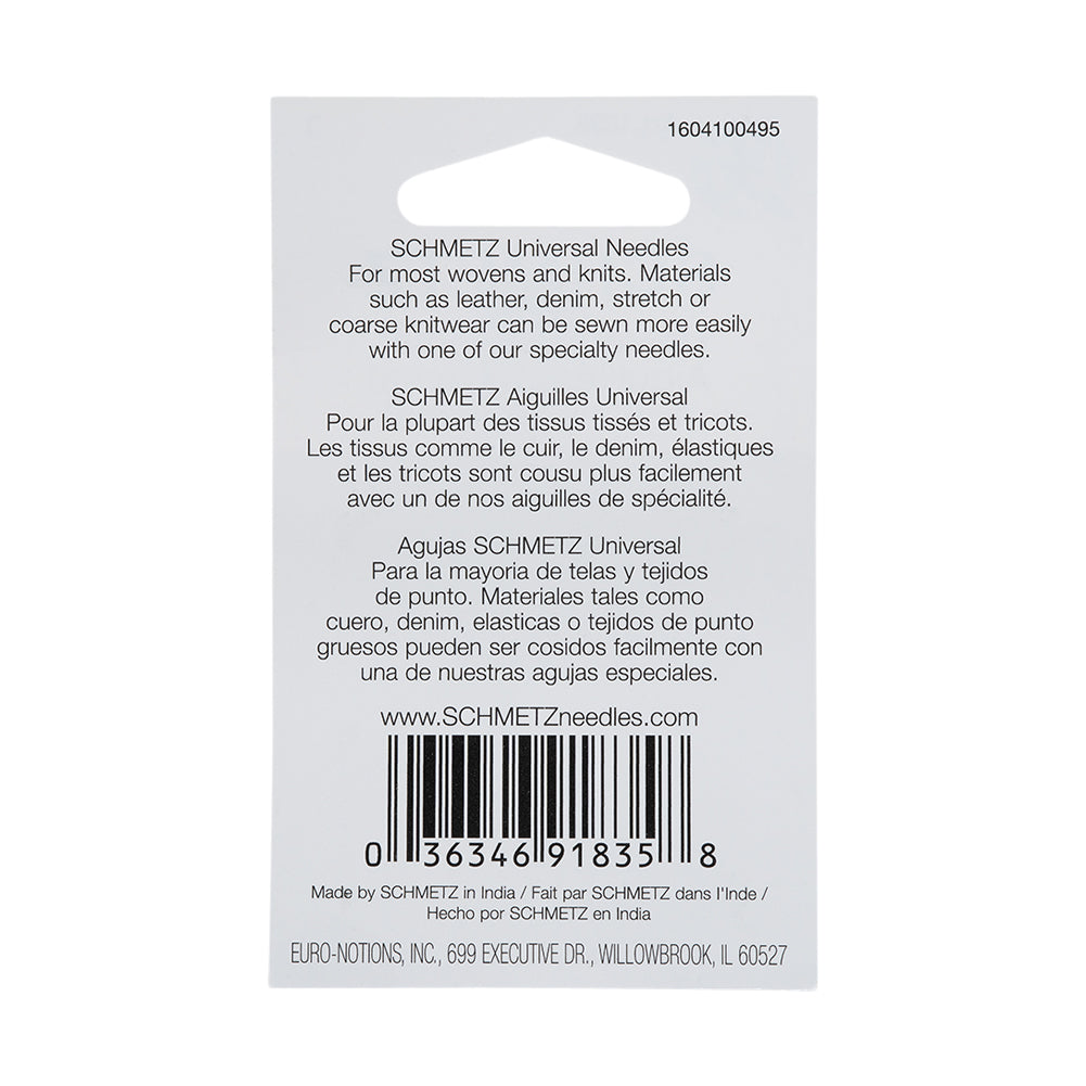 Schmetz Universal Machine Needles - Assorted Sizes (70/10, 80/12, 90/14, 100/16) - 10 ct