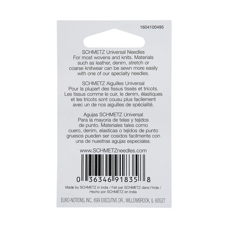 Schmetz Universal Machine Needles - Assorted Sizes (70/10, 80/12, 90/14, 100/16) - 10 ct