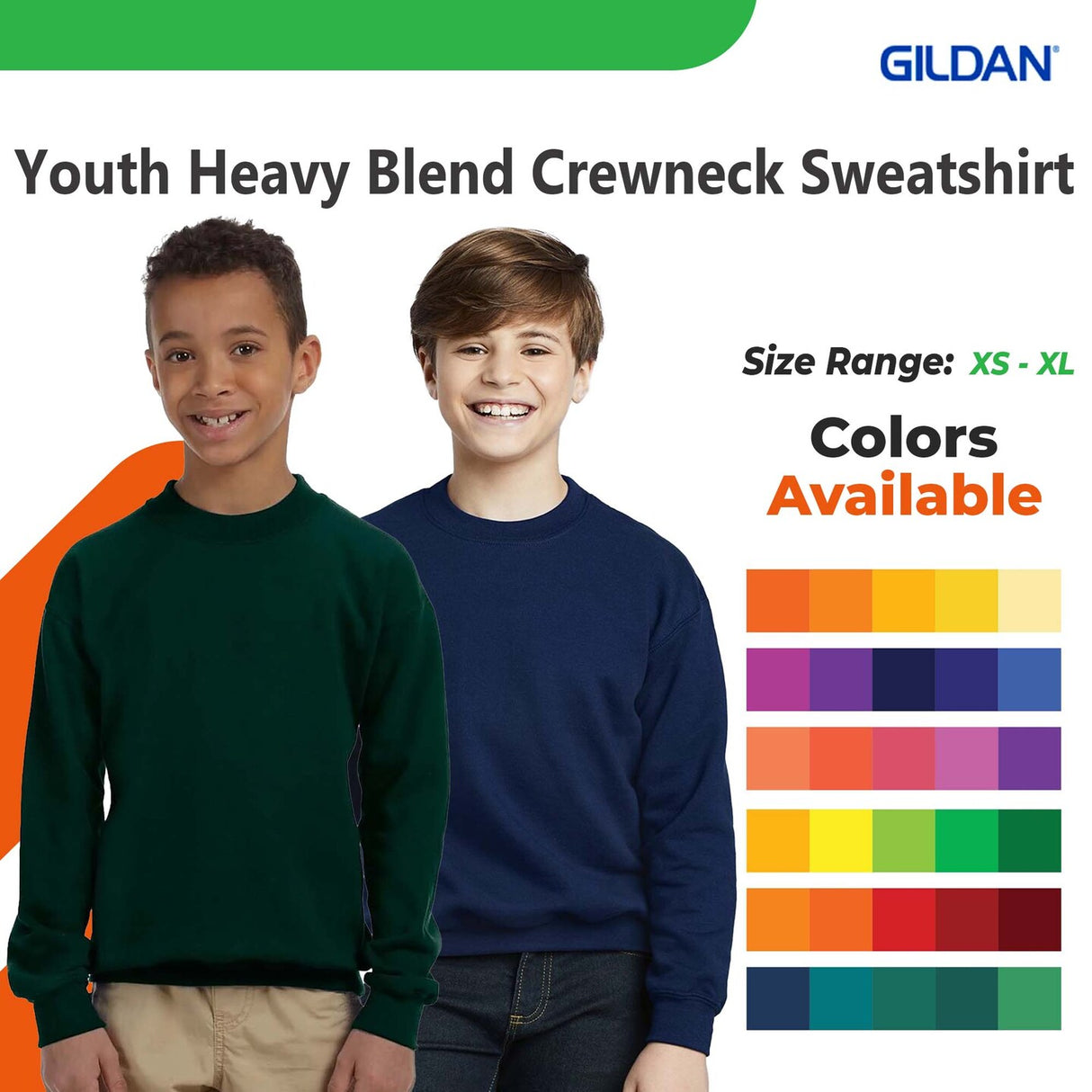 Gildan® Youth Heavy Blend Crewneck Long Sleeve Sweatshirt