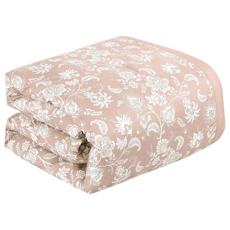 Flower Embroidery 7 Pieces Kabibe White Comforter Set