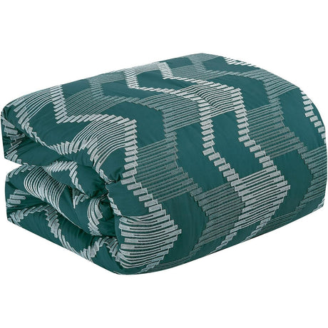 7 Pieces Kefira Teal Embroidery Comforter Set Breathable