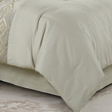 9 Pieces Beige Jacquard Comforter & Bed Skirt Set