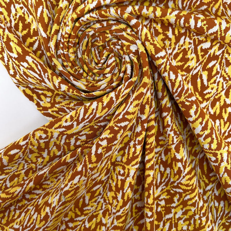 Polyamide Elastane Knit Abstract White Yellow Brown