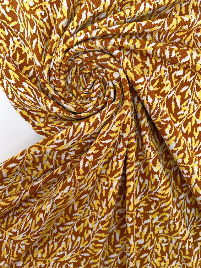 Polyamide Elastane Knit Abstract White Yellow Brown
