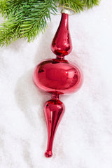 8" Red Finial Glass Ornament