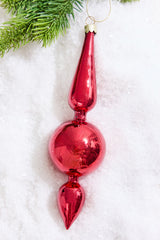 8" Red Finial Glass Ornament