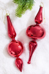 8" Red Finial Glass Ornament