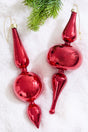 8" Red Finial Glass Ornament