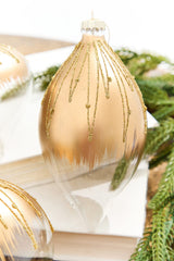 3.5" - 5.75" Glittered Ombre Gold & Clear Glass Ornament