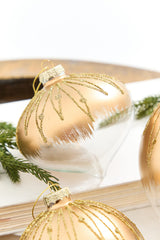 3.5" - 5.75" Glittered Ombre Gold & Clear Glass Ornament