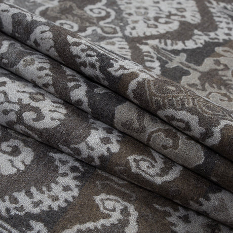 Gray Tribal Damask Wool Woven