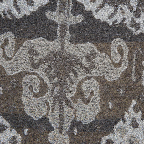 Gray Tribal Damask Wool Woven