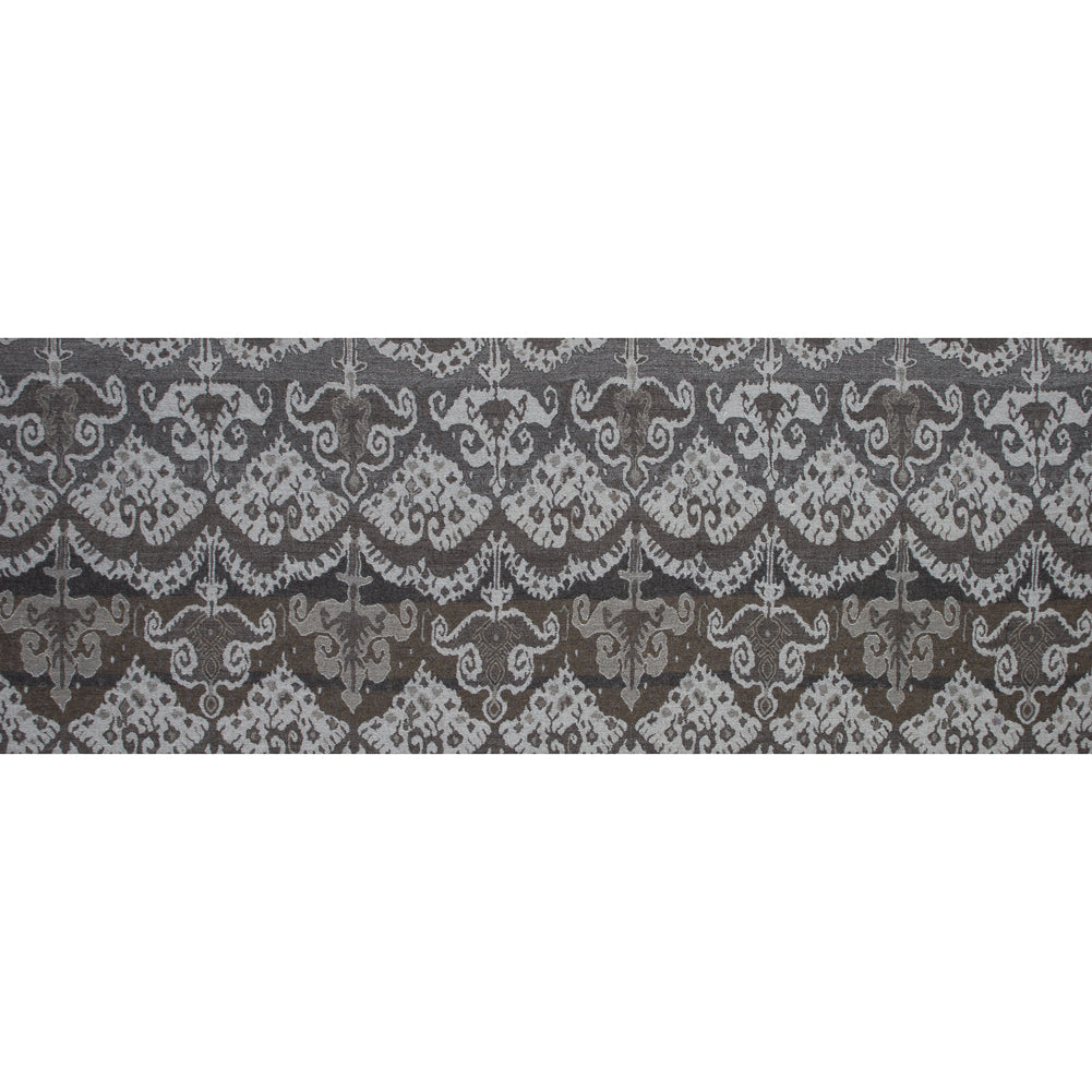 Gray Tribal Damask Wool Woven