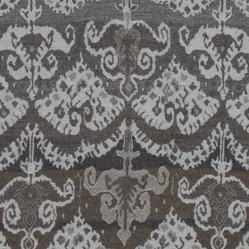 Gray Tribal Damask Wool Woven