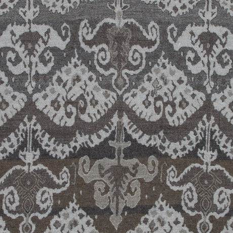 Gray Tribal Damask Wool Woven