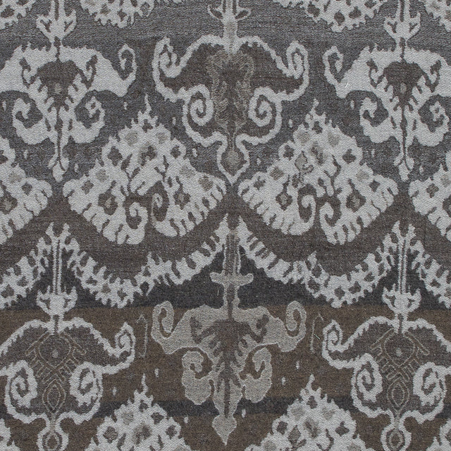 Gray Tribal Damask Wool Woven