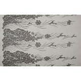 Metallic Silver and Beige Abstract Embroidery on Beige Mesh