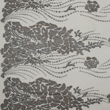 Metallic Silver and Beige Abstract Embroidery on Beige Mesh