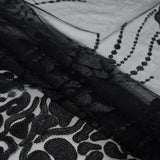 Black Abstract Embroidery on Black Mesh