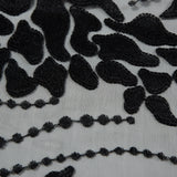 Black Abstract Embroidery on Black Mesh