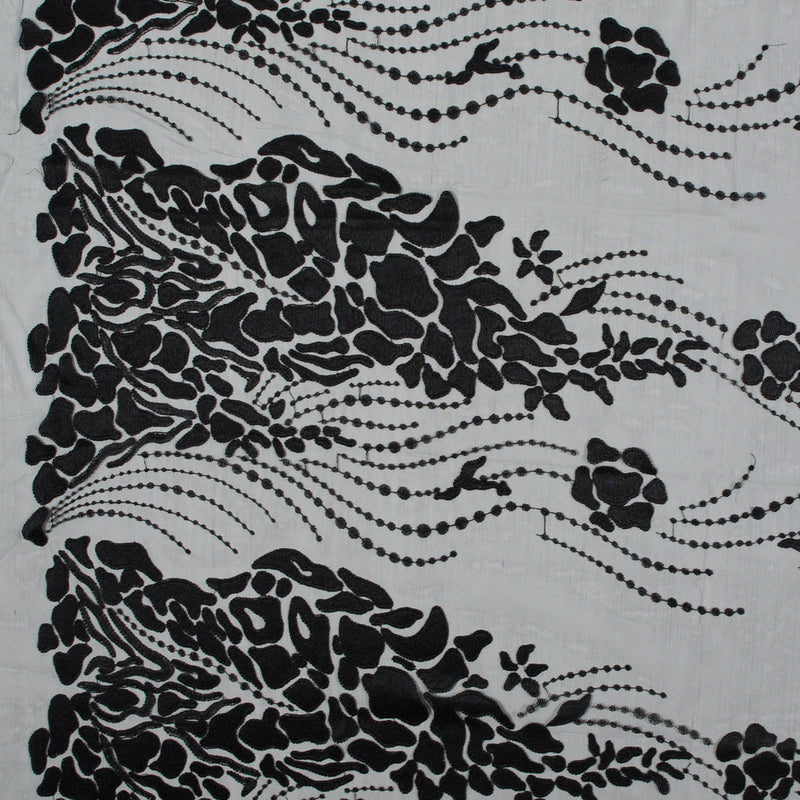 Black Abstract Embroidery on Black Mesh