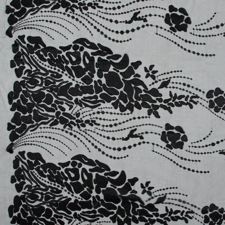 Black Abstract Embroidery on Black Mesh