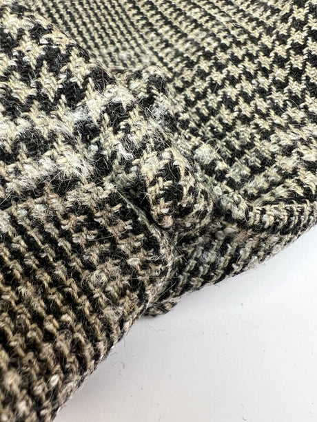 Cotton Wool Bouclé Houndstooth Check Gray-Beige