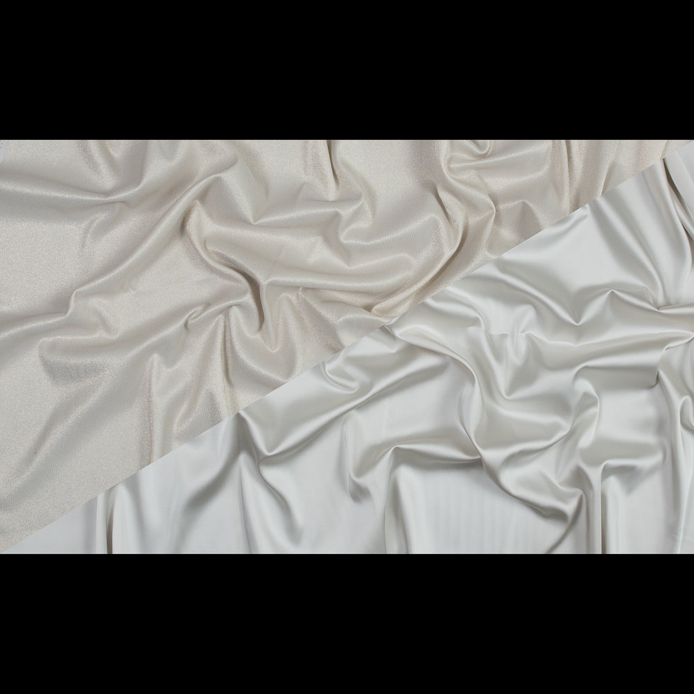 Brittani Metallic Gold and Off-White Stretch Two-Tone Satin