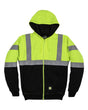 Berne Apparel Men's Hi-Vis Class 3 Color Block Full-Zip Hooded Sweatshirt