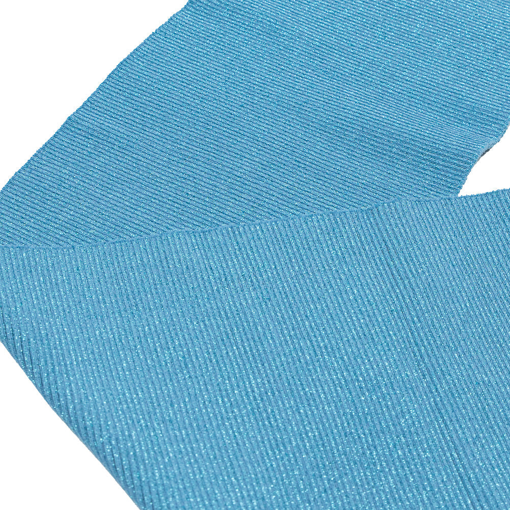 Victory Blue Sparkle Rib Knit Trim - 7" x 29"