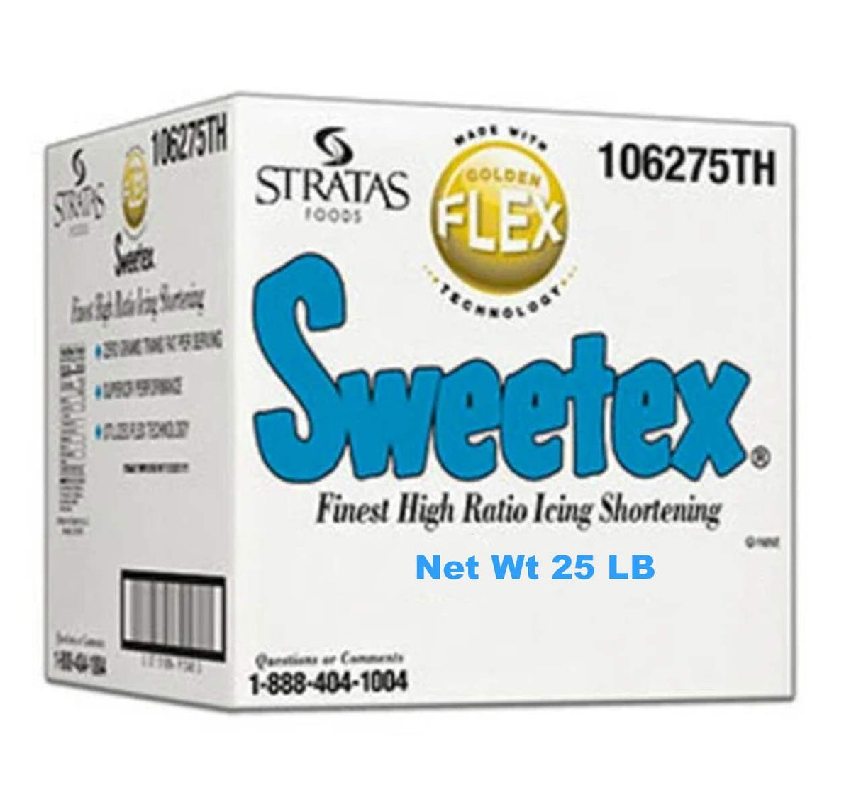 Sweetex 25 LB Golden Flex Icing Shortening High Ratio White Smooth Texture Trans Fat Free Base