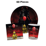 60 Piece IT Pennywise Party Tableware Set Cups Plates Napkins