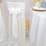1 Piece White Chiffon Chair Back Cover with Sash Elegant Slipcover for Chiavari Chairs