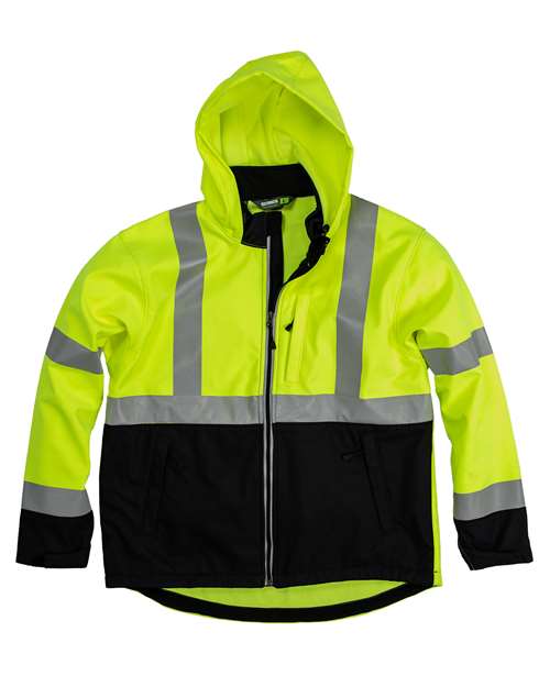 Berne Apparel Men's Tall Hi-Vis Class 3 Hooded Soft Shell Jacket
