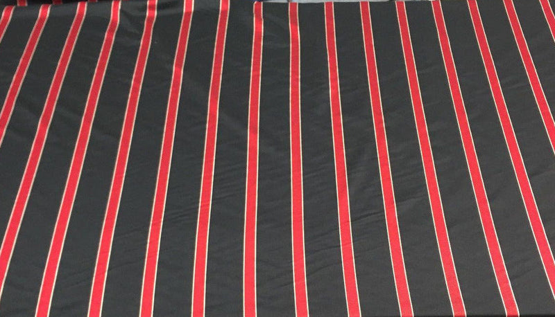 Black Soft Polyester Fabric - Red Stripes, 120" Width (1 Yard)