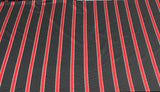 Black Soft Polyester Fabric - Red Stripes, 120" Width (1 Yard)