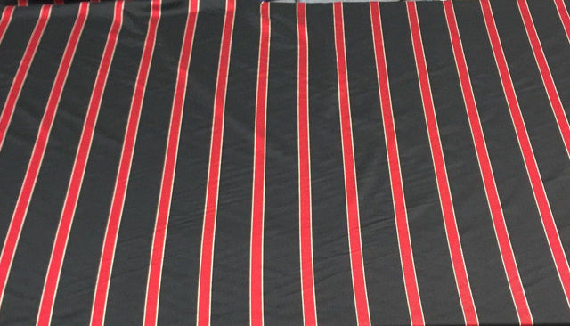 Black Soft Polyester Fabric - Red Stripes, 120" Width (1 Yard)