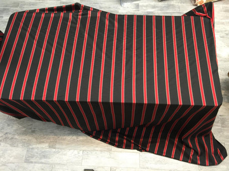 Black Soft Polyester Fabric - Red Stripes, 120" Width (1 Yard)