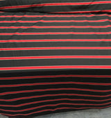 Black Soft Polyester Fabric - Red Stripes, 120" Width (1 Yard)