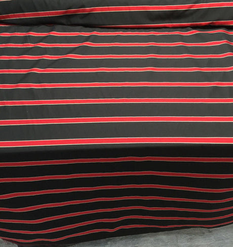 Black Soft Polyester Fabric - Red Stripes, 120" Width (1 Yard)
