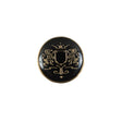 Italian Black and Gold Metal Crest Shank Back Button - 24L/15mm