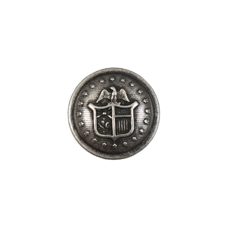 Italian Old Silver Military Shank Back Button - 24L/15mm