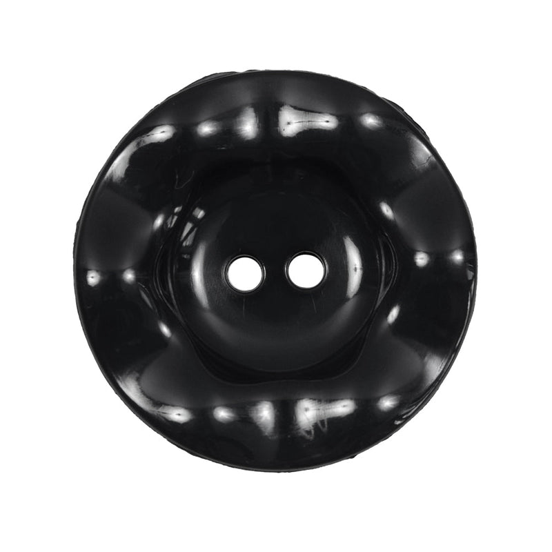 Italian Black Wavy Plastic 2-Hole - 44L/28mm