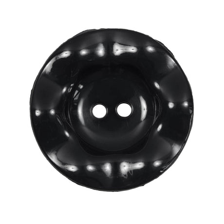 Italian Black Wavy Plastic 2-Hole - 44L/28mm