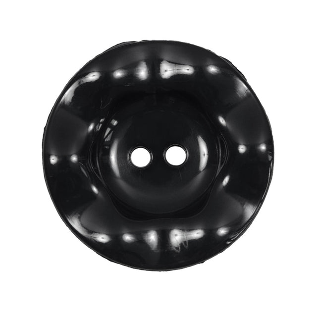 Italian Black Wavy Plastic 2-Hole - 44L/28mm