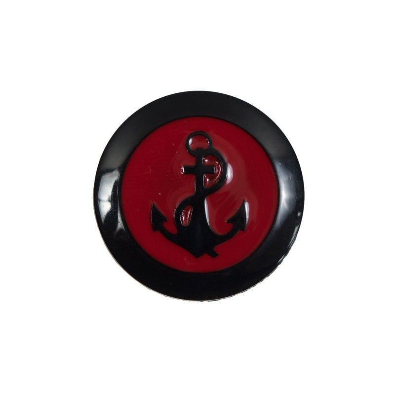 Italian Red and Navy Anchor Shank Back Button - 36L/23mm