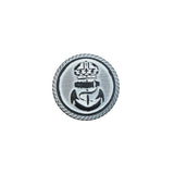 Italian White and Navy Anchor Shank Back Button - 24L/15mm