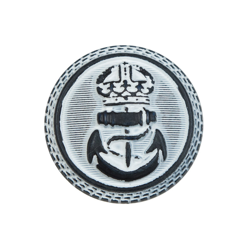 Italian White and Navy Anchor Shank Back Button - 40L/25.5mm